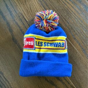 Vintage Les Swab royal Blue Pom-Pom Beanie with yellow red & white one size